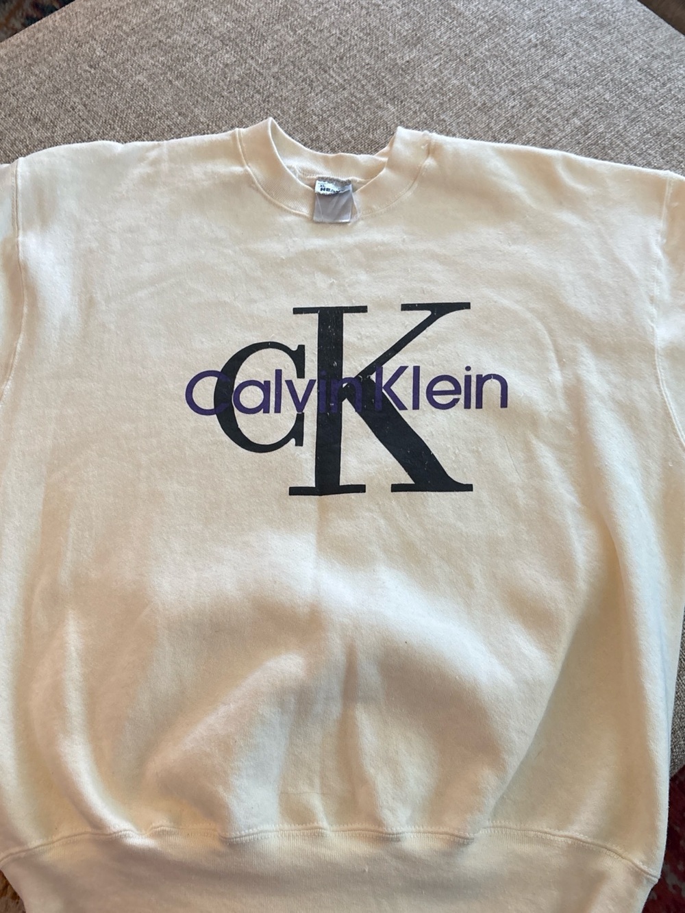 Source Unknown Cream Sweatshirt with Black and Purple Logo
